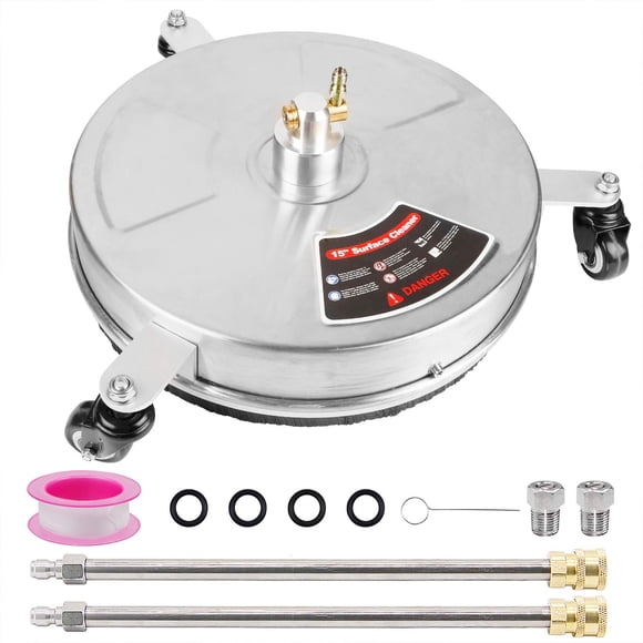Hidrolavadora Biswing de 15" para superficies de acero inoxidable con 3 ruedas y conector rápido de 1/4", accesorio de hidrolavadora con 2 varillas de extensión, 2 boquillas de repuesto, 4000 PSI