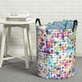 thumbnail image 6 of Rateoe Colorful Watercolor Dots Pattern Round Laundry Hamper Basket, Tall Hamper Basket for Blanket Storage, Nursery Clothes Hamper for Laundry in Bedroom and College Dorm-, 6 of 6