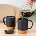 thumbnail image 4 of Coffee Mugs Mug Large Ceramic Coffee Mug With Cork Bottom And Spill Proof Lid For Mom Dad Big Mug For Latte Tea Couples Gifts, Black, 4 of 9