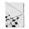 thumbnail image 2 of Board Game Soft Flannel Fleece Blanket, Chess Theme Outline Style Pieces with Abstract Board Design Zigzags Monochrome, Cozy Plush for Indoor and Outdoor Use, 50" x 60", Black White, by Ambesonne, 2 of 5