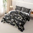 thumbnail image 3 of Homewish Gothic Moths Skull Twin Quilt Set,Moon Floral Twin Coverlet Set,Cream Black,Halloween Duvet,2-Piece, 3 of 7