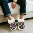 thumbnail image 4 of POLERO Womens Fuzzy Slippers Breast Cancer Pink Ribbon Print Fluffy Platform Slippers Memory Foam Indoor/Outdoor Shoes Warm Winter House Shoes, Size 4-5, 4 of 7