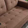 thumbnail image 4 of 3 in 1 Sleeper Sofa Couch Bed,Small Tufted Velvet Convertible Loveseat Futon Sofa Pullout Bed, with Storage Pockets Chaise for Living Room Apartment Lounge Foldable (Brown), 4 of 9