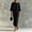 Black, variant on Hueook Elegant Dress for Women Crew Neck 3/4 Sleeve Straight Fit Casual Midi Dress Gray 3X