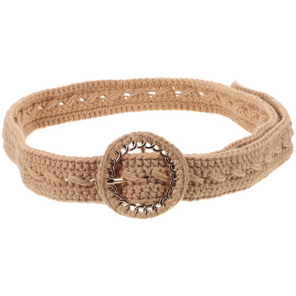 COMPUKAS Chunky Belts for Women Wide Belts Woman Khaki Cotton 1Pack Fashion Decoration Casual Outings