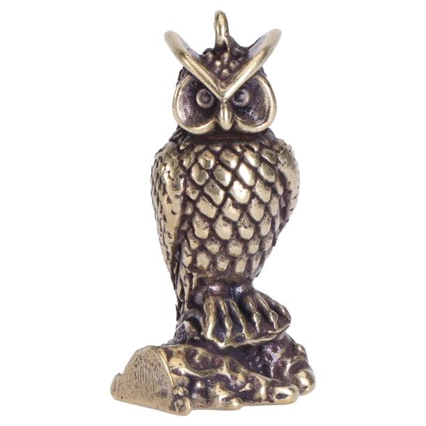 EeaseMX 1 pieza de latón macizo con forma de búho, colgante decorativo para llave de mesa de té (bronce)