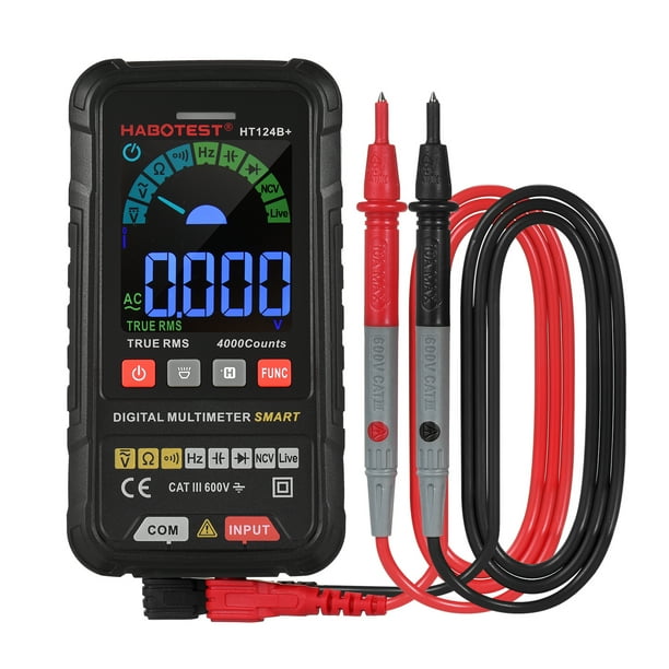 HT124B+ Multímetro 4000 cuentas True RMS Multímetro digital inteligente 600V AC/DC Resiste HABOTEST Multímetros