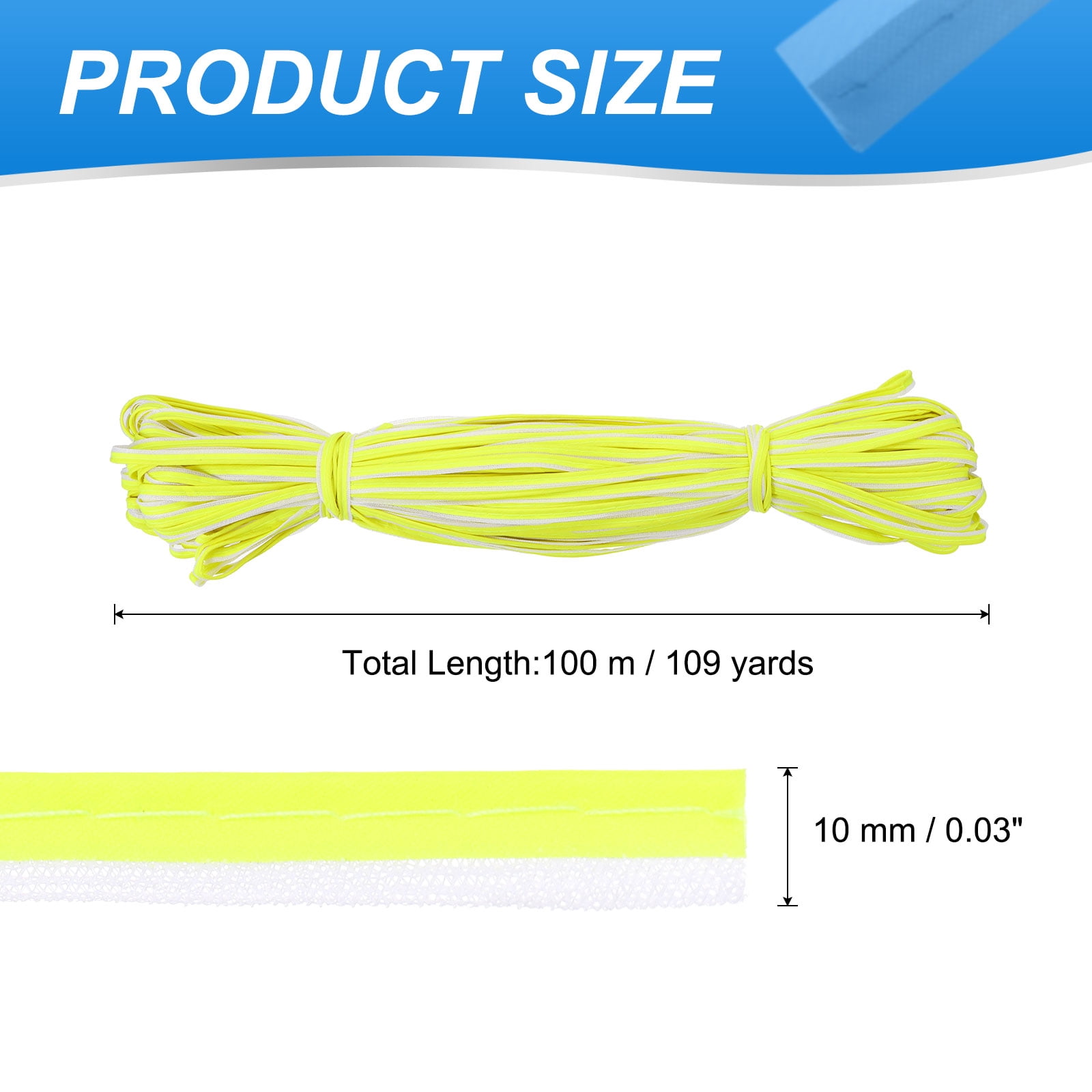 Uxcell Reflective Piping Fabric Strip Edging Braid Trim Sew on High Visibility Piping Tape for Clothing Bag Fluorescent Yellow