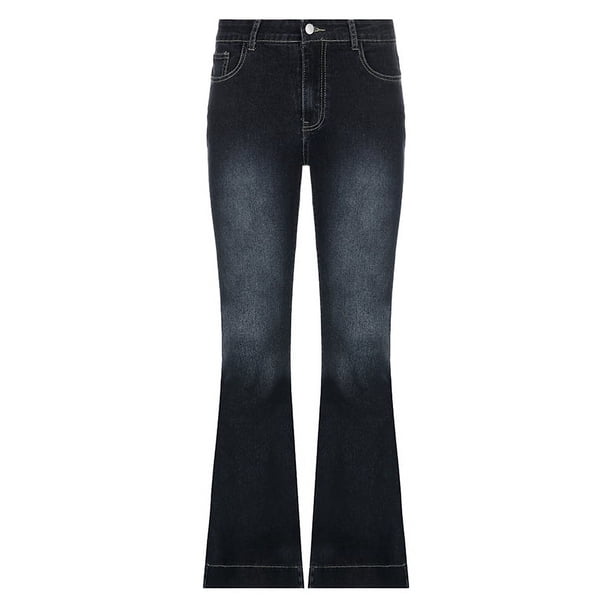 CIBBAR-pantalones vaqueros acampanados y2k para mujer, pantalón informal de tiro bajo, ropa de calle estética, pantalones Cargo Vintage, pantalones vaqueros Mom desgastados Coreanos