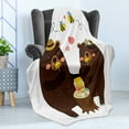 thumbnail image 4 of Bear Soft Flannel Fleece Blanket, Forest Party with Grizzly Bears and Bees Having Fun Love Eating Honey Gratitude Theme, Cozy Plush for Indoor and Outdoor Use, 50" x 70", Dark Brown, by Ambesonne, 4 of 5