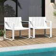 thumbnail image 2 of Demi Bonn Patio Chairs Set of 2 with Curved Backrests and Seats, Outdoor Accent Furniture Fire Pit Lounge Chairs for Yard, Garden, White, 2 of 9