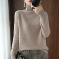 thumbnail image 5 of Suéter básico de cuello alto de lana merino, suéter de cachemira informal, cómodo, otoño e invierno, ropa de mujer con mangas raglán, 5 of 5