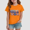 thumbnail image 2 of Gubotare 4th of July Shirts for Toddler Girls Girls' Short Sleeve Shirts Toddler Summer Top Kids' Clothes (Orange,Size 11-12 Years), 2 of 4