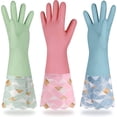 thumbnail image 1 of Yiomxhi - Guantes de limpieza para el hogar, 3 pares de guantes reutilizables para lavar platos, sin látex, guantes de cocina antideslizantes con forro de algodón, guantes impermeables, 1 of 5