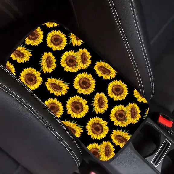 Sunflower Car Center Console Armrest Cover Pad Auto Armrest Seat Box Cover 12.6×7.5in Vehicle Middle Console Pad Soft Anti-Slip Lines Car Accessories Interior Fit for SUV Sedan Truck