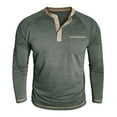 thumbnail image 5 of KHONTS Men's Henley Shirts Long Sleeve Casual T Shirts Basic Classic Vintage Cotton Tee Shirts Button Shirts with Pockets Green XXL, 5 of 7