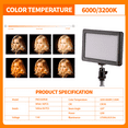 thumbnail image 5 of GANGXUN Ultra-Thin LED Video Light Panel, 12W Bi-Color 3200-6000K, CRI 95+, Slim Camera Light for Photo & Video, 5 of 8