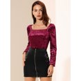 thumbnail image 2 of INSPIRE CHIC Blouse en Velours à Col Carré et Manches Longues pour Femmes, 2 of 6
