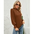 thumbnail image 6 of ZHENWEI Womens Mock Neck Puff Long Sleeve Tops Casual Loose Solid Basic T-Shirt Button Cuffs Pullovers Blouse, 6 of 8