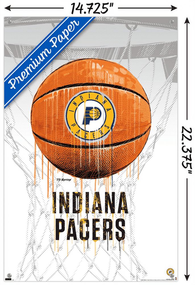NBA Indiana Pacers - Drip Basketball 21 Wall Poster with Pushpins, 14.725" x 22.375"