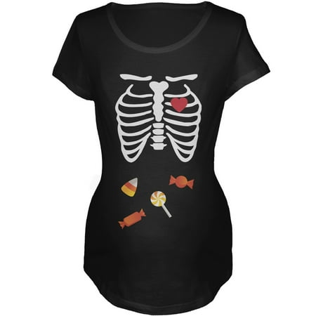 Halloween Costume Maternity T-shirt - Halloween Candy Baby Skeleton Women's Maternity Costume T-Shirt