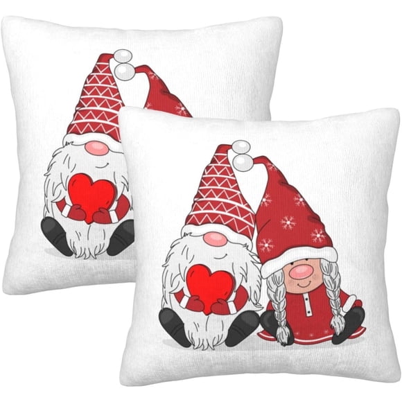 Housses de Coussin de la Saint-Valentin 20x20 Ensemble de 2 Gnomes Couples Housses de Coussin Décoratives en Velours Doux pour Canapé Lit Voiture pour Elle Cadeaux Romantique Femme