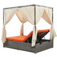 thumbnail image 6 of Outdoor Sun Bed, Patio PE Rattan Canopy Bed with Adjustable Seats and Curtains, Outdoor Chaise Lounge Daybed with 4 Sided Canopy, Patio Loveseat Sofa Set for Balcony Garden Backyard Poolside, Orange, 6 of 7