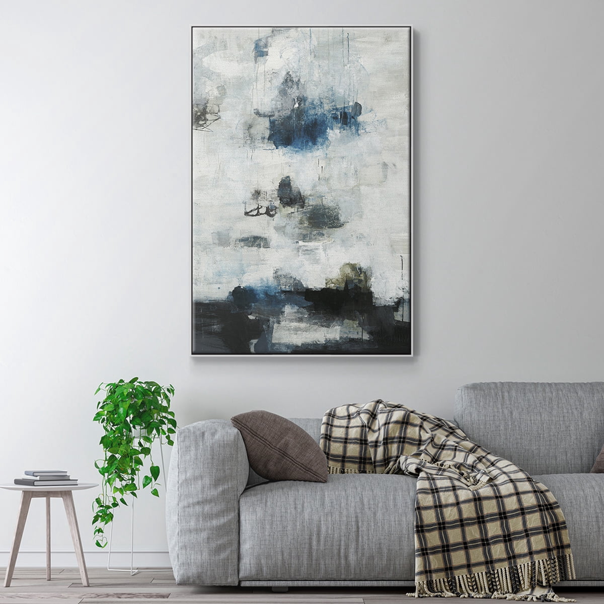 Black & Blue Framed Premium Gallery Wrapped Canvas - Ready to Hang - 27 x 41 - White Floating Frame
