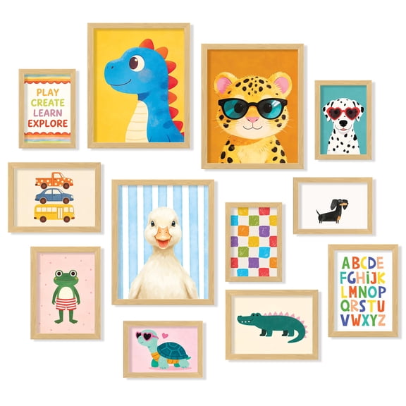 97 Decor Kids 8x10 Colorful Animal Poster Set, 12 Pieces