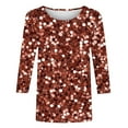 thumbnail image 4 of Mgmyaa Women's Sequin Printed Blouses 3/4 Sleeve Crew Neck Tops Casual Fashion T-Shirts, 4 of 5