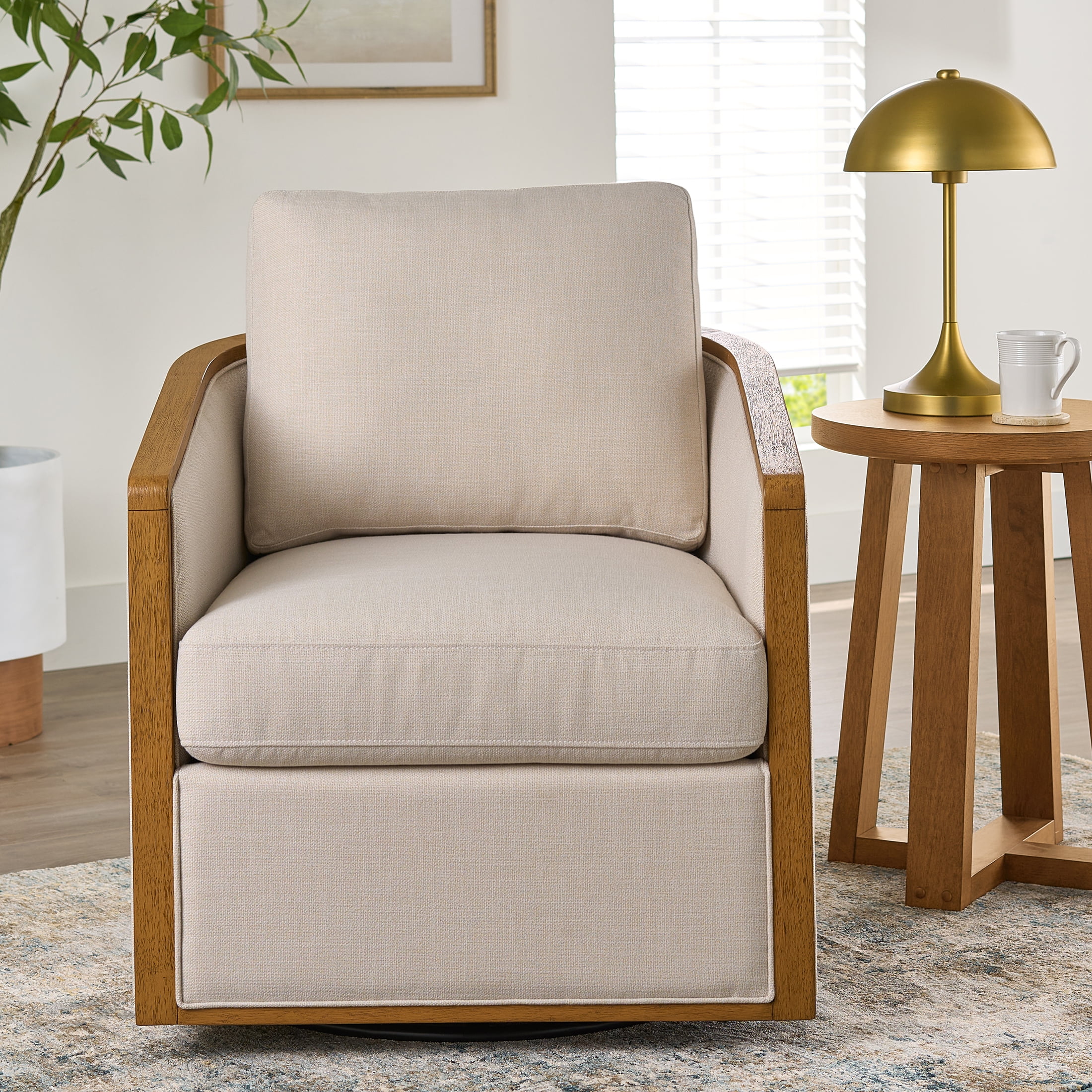 Better Homes & Gardens Windsor Swivel Accent Chair, Cream