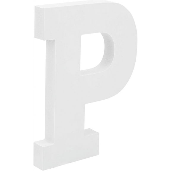 Free-Standing Alphabet 5.9" Letters White Wall Wood Letters Hanging Alphabet Decoration for Unfinished Art Craft Work DIY Words Block (P) White