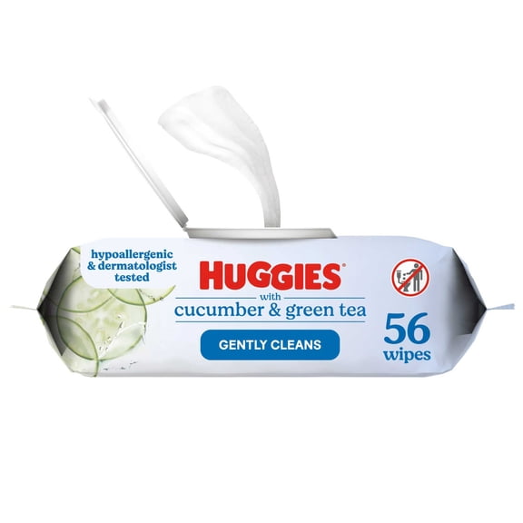 Huggies Scented Wipes with Cucumber & Green Tea, 1 Flip-Top Packs (56 Total Wipes)
