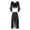 Black, variant on TiaoBug Womens Arabian Belly Dance Dress Outfits Flare Sleeve Crop Top with Chiffon Skirt Set White One Size