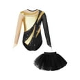 thumbnail image 3 of inlzdz Girls Sparkle Tutu Ballet Leotards for Gymnastics Dance Performance Costume Gold&Black 14, 3 of 7