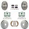 thumbnail image 1 of Transit Auto Front Rear Disc Brake Caliper Coated Rotors Drums Semi-Metallic Pads Kit (8Pc) for Car Toyota Corolla KCG-100395P, 1 of 11