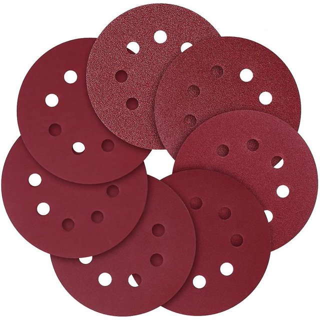 Disco de lija, 5"(125 mm) 8 agujeros Papel de lija de grano surtido 40/80/120/240/320/600/80070uds,11 Feliz Sencillez