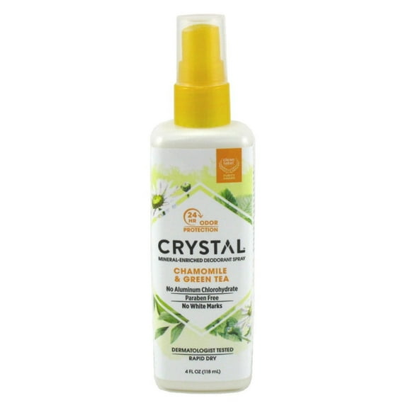 Crystal Deodorant Spray 4oz Chamomile & Green Tea (Pack of 3)