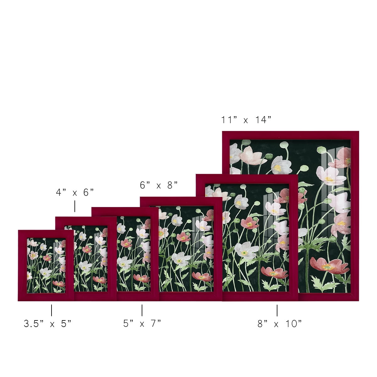 Anemone Dance I -Framed Print w/glass-Cherry Red