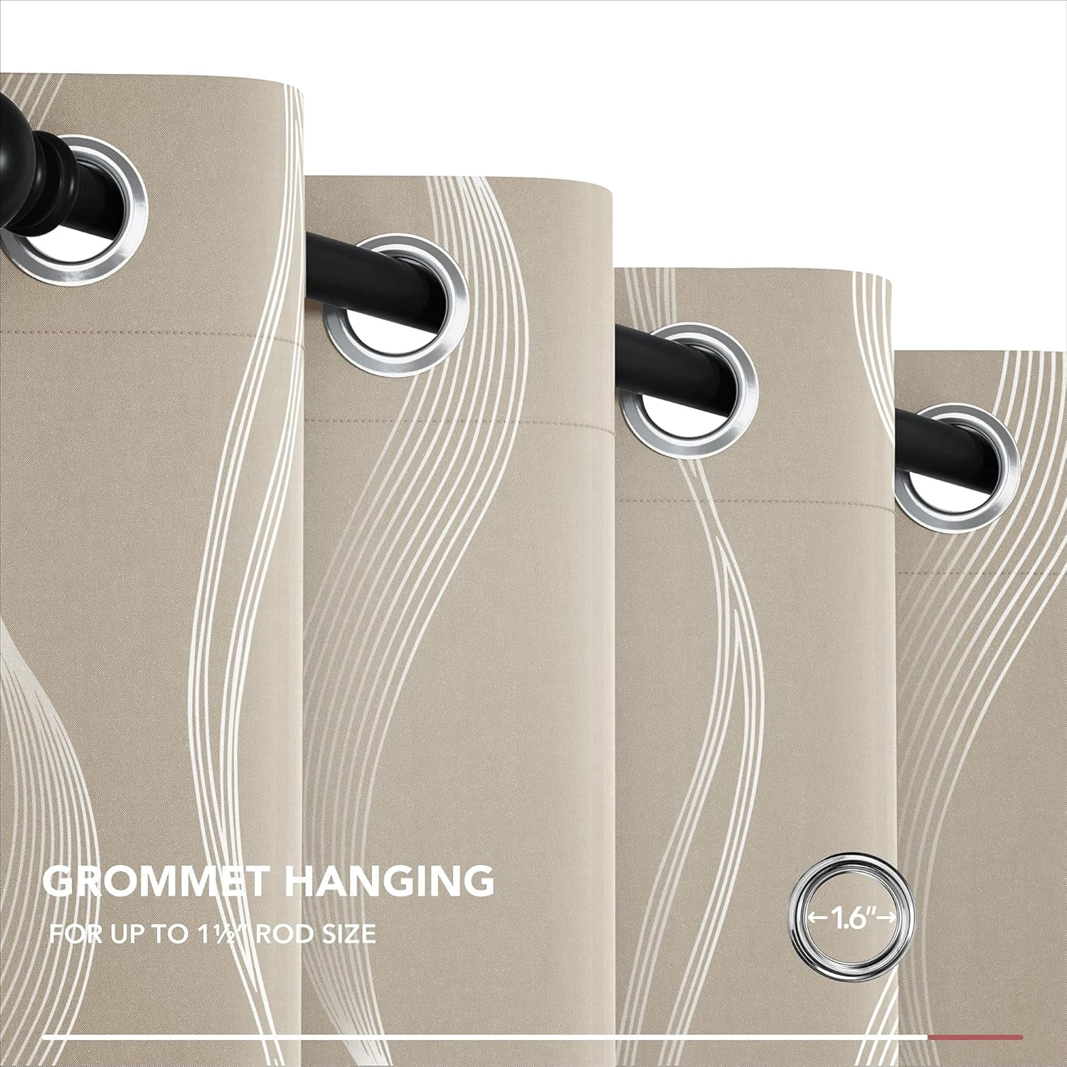 2pcs 84in (L) x 52in (W) blackout curtains, thickened and encrypted material, suitable for bedrooms, dining rooms, living rooms, blackout, winter warmth, summer blackout, new home decoration （Beige）