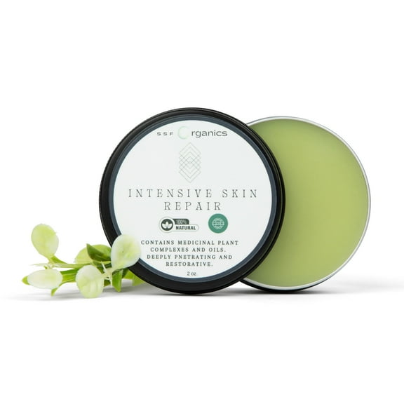 SSF Organics- Intensive Skin Repair | 100% Natural Clean Ingredients | Made with Medicinal Plant Complexes and Oils | Deeply Penetrating an Restorative. 2 oz. Plastic Free Company.