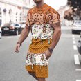 thumbnail image 2 of RUTAYY Men's Outfits Summer Casual Ice Cream Print Round Neck Short Sleeve Tee Shorts with Pocket Loose Fit Daily Wear Comfortable Holiday Vibrant Clothing Sets, 2 of 6
