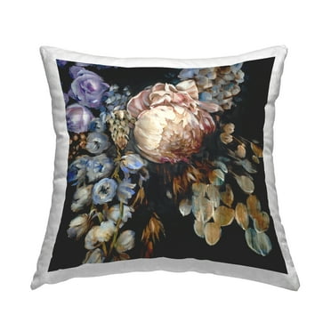 Stupell Industries Traditional Dark Flower Arrangement Square Decorative Printed Throw Pillow, 18 x 18