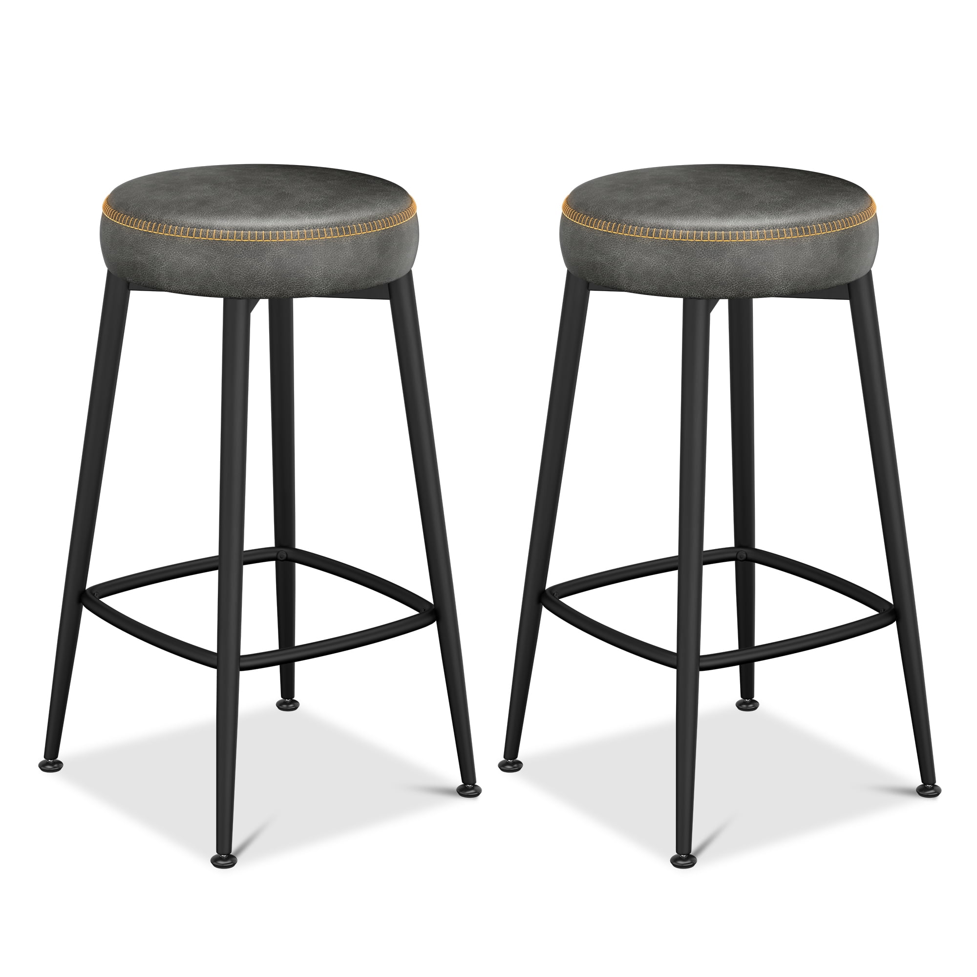 Bar Stools Set of 2, Counter Height Bar Stools, Kitchen Counter Stools, Mid-Century Modern Backless Counter Stools, 26.3-Inch Tall, Kitchen Island Home Bar