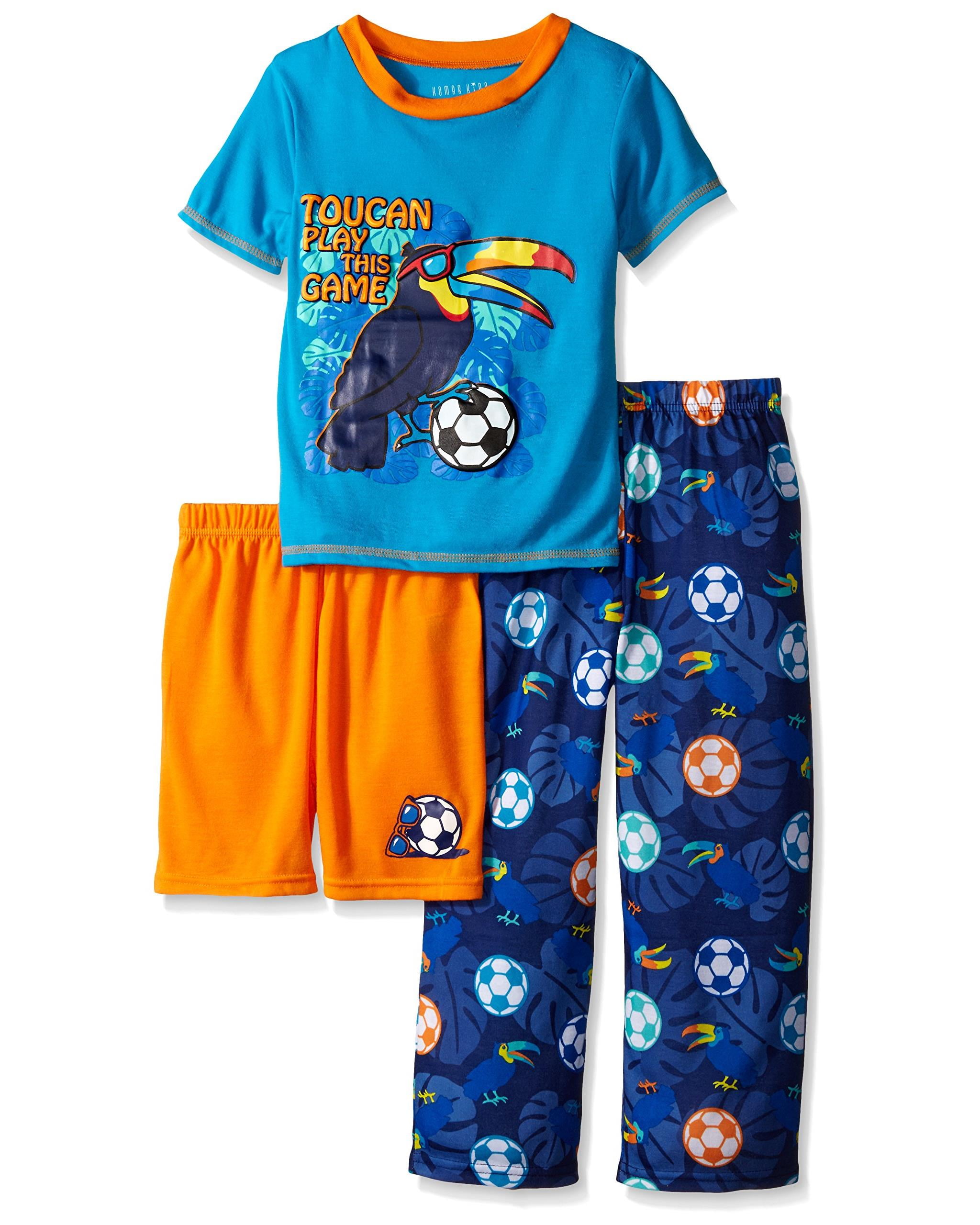 Komar Kids Boys 3 Piece Pajama Sleepwear Set  7 NWT 