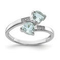thumbnail image 3 of 925 Sterling Silver Rhodium Aquamarine and Diamond Heart Ring Size 8, 3 of 6