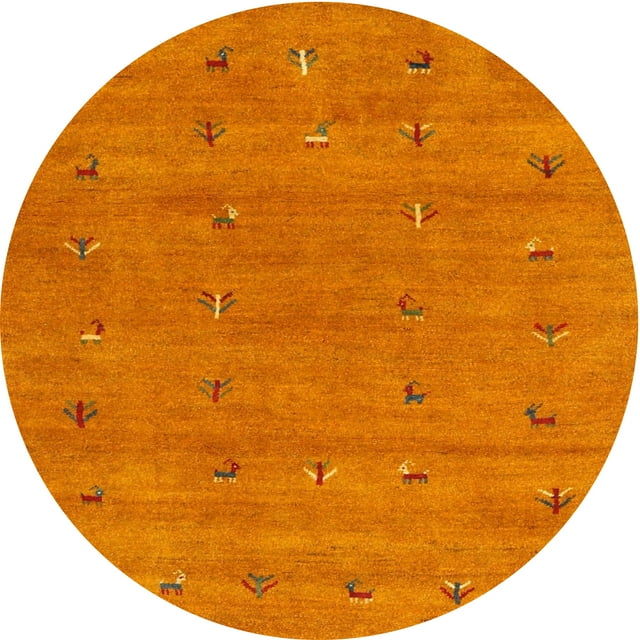 Ahgly Company Tapis d'Intérieur Rond Contemporain Orange Rouge Abstrait, 4 Pieds Rond