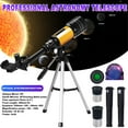 thumbnail image 2 of iMeshbean Telescope 70mm Aperture 300mm - for Kids & Adults Astronomical Refracting (15X-150X) Portable Travel Telescope with Finder Scope, Tripod Phone Adapter, Yellow, 2 of 11