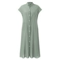 thumbnail image 5 of Dpytoraw Womens Button Up Shirt Dress Cotton Dress Summer Long Dresses With Pockets, 5 of 5