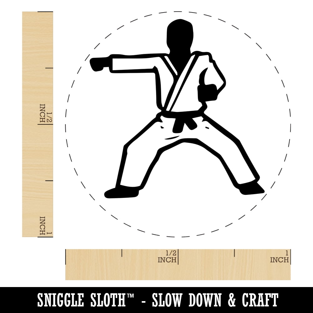 Kung Fu Martial Arts Rider Stance Karate Gi Self-Inking Rubber Stamp Ink Stamper - Purple Ink - Medium 1 Inch